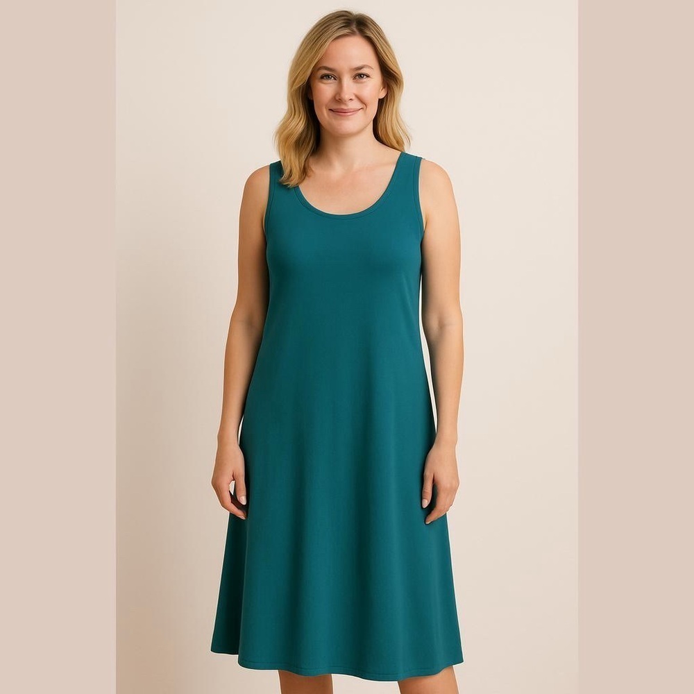 Effortless Style by Citiknits Sleeveless
Teal Blue Dress Size Small NEW